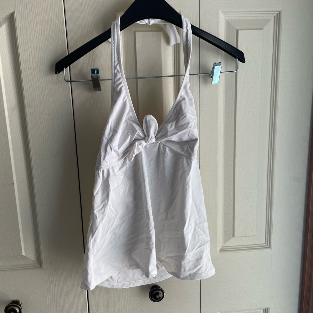 JCrew white tankini halter top